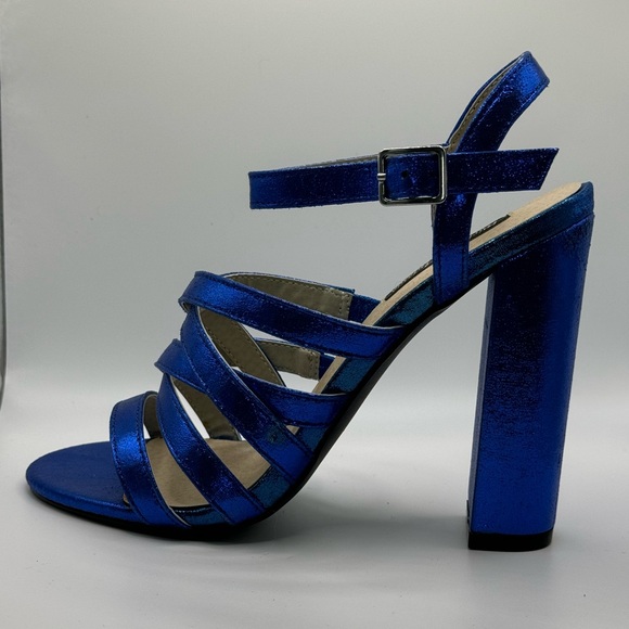 Michael Antonio Blue Metallic Block Heels 6 - Picture 7 of 14